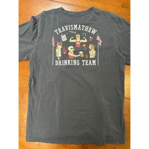 TravisMathew T-Shirt Mens Large Gray Drinking Team Graphic Short Sleeve Tee